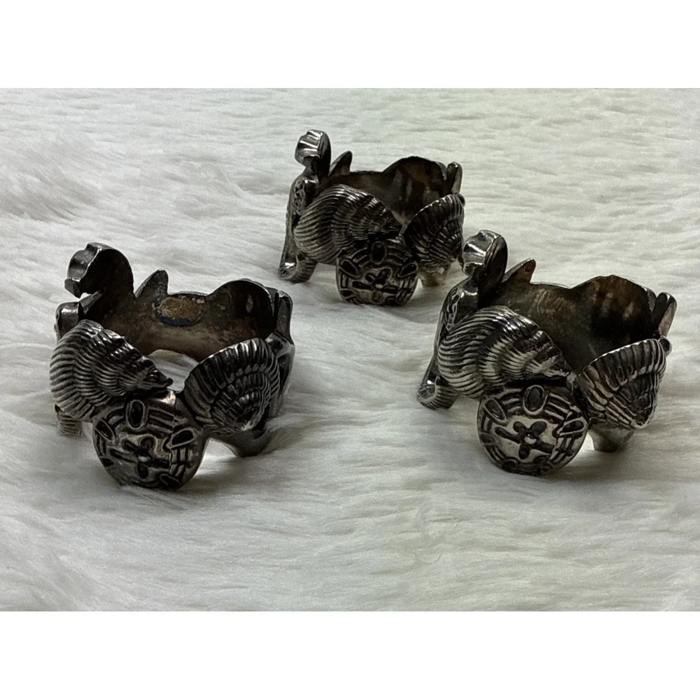 Godinger Silver‎ Co Vtg 1994 Napkin Holders Seashell Seahorse Ocean 3 Piece Set